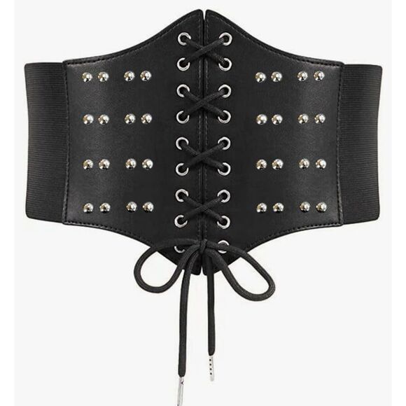 Corset Belt  Lace Up Elastic Leather‎ Waist Corset Tied Waspie Belt Size M B-Z - Picture 1 of 5